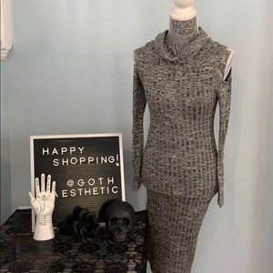 Turtleneck Cold Shoulder Sweater Dress